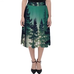 Magic Pine Forest Night Landscape Classic Midi Skirt by Simbadda