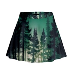 Magic Pine Forest Night Landscape Mini Flare Skirt by Simbadda