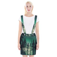 Magic Pine Forest Night Landscape Braces Suspender Skirt by Simbadda