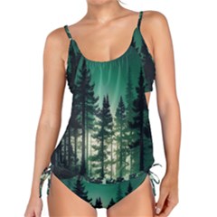 Magic Pine Forest Night Landscape Tankini Set by Simbadda