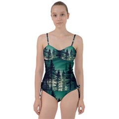 Magic Pine Forest Night Landscape Sweetheart Tankini Set by Simbadda