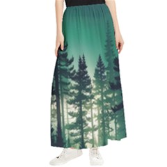 Magic Pine Forest Night Landscape Maxi Chiffon Skirt by Simbadda