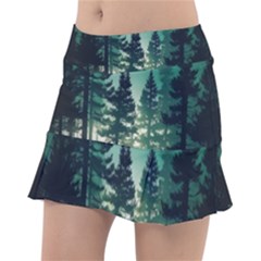 Magic Pine Forest Night Landscape Classic Tennis Skirt by Simbadda