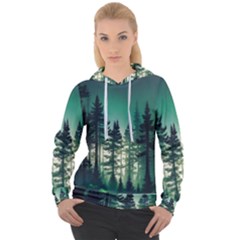 Magic Pine Forest Night Landscape Women s Overhead Hoodie by Simbadda