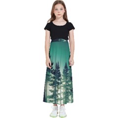 Magic Pine Forest Night Landscape Kids  Flared Maxi Skirt by Simbadda