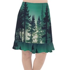 Magic Pine Forest Night Landscape Fishtail Chiffon Skirt by Simbadda