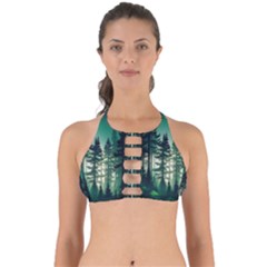 Magic Pine Forest Night Landscape Perfectly Cut Out Bikini Top by Simbadda