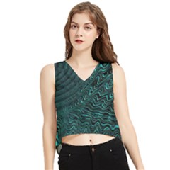 Wave Circle Ring Water V-neck Cropped Tank Top by Simbadda