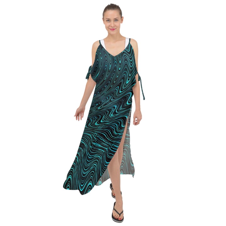 Wave Circle Ring Water Maxi Chiffon Cover Up Dress