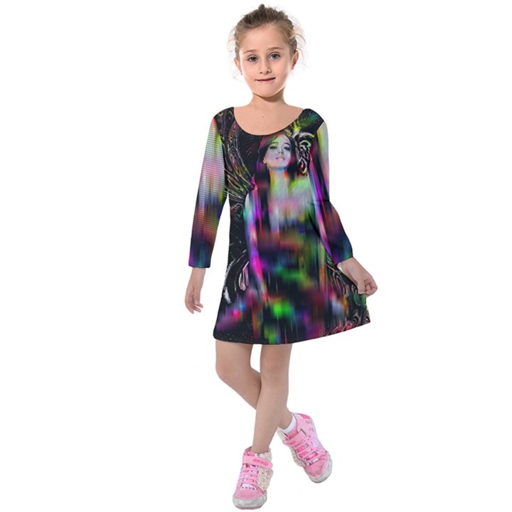 Festive Freak Kids  Long Sleeve Velvet Dress