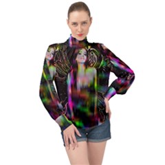 Festive Freak High Neck Long Sleeve Chiffon Top by MRNStudios