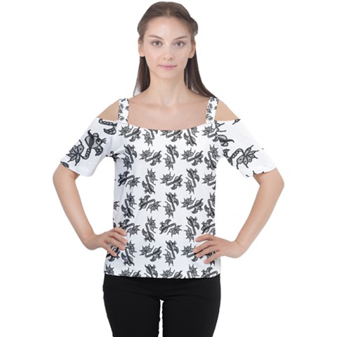 Alien Creatures Dance Pattern Cutout Shoulder Tee by dflcprintsclothing