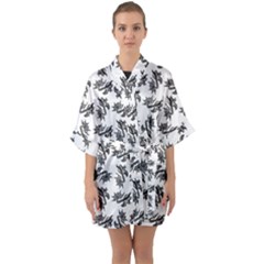 Alien Creatures Dance Pattern Half Sleeve Satin Kimono  by dflcprintsclothing