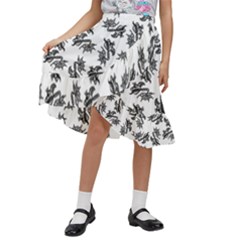 Alien Creatures Dance Pattern Kids  Ruffle Flared Wrap Midi Skirt by dflcprintsclothing