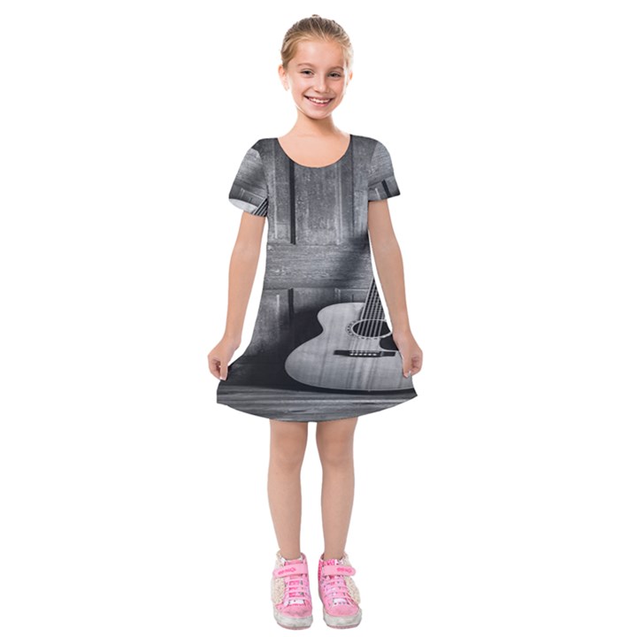 Acoustic Guitar Kids  Short Sleeve Velvet Dress