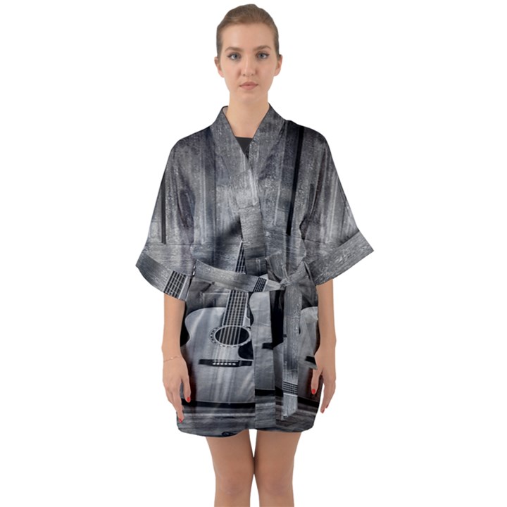 Acoustic Guitar Half Sleeve Satin Kimono 