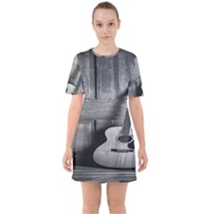 Acoustic Guitar Sixties Short Sleeve Mini Dress by artworkshop