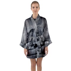 Acoustic Guitar Long Sleeve Satin Kimono by artworkshop