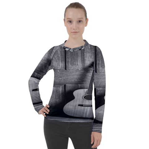 Acoustic Guitar Women s Pique Long Sleeve Tee by artworkshop