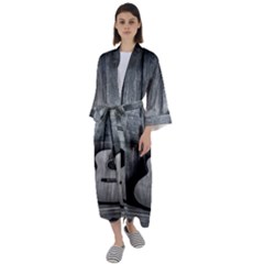 Acoustic Guitar Maxi Satin Kimono by artworkshop