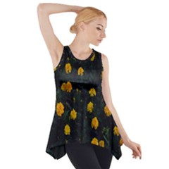 Bloomed Yellow Petaled Flower Plants Side Drop Tank Tunic by artworkshop