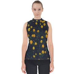 Bloomed Yellow Petaled Flower Plants Mock Neck Shell Top by artworkshop