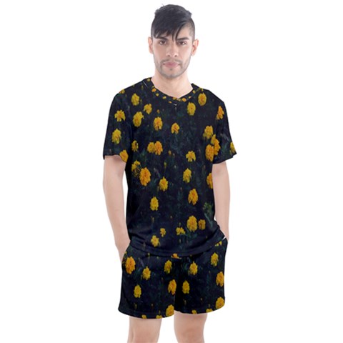 Bloomed Yellow Petaled Flower Plants Men s Mesh Tee And Shorts Set by artworkshop