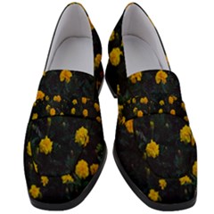 Bloomed Yellow Petaled Flower Plants Women s Chunky Heel Loafers by artworkshop