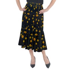 Bloomed Yellow Petaled Flower Plants Midi Mermaid Skirt by artworkshop