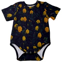 Bloomed Yellow Petaled Flower Plants Baby Short Sleeve Bodysuit