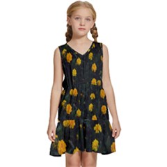 Bloomed Yellow Petaled Flower Plants Kids  Sleeveless Tiered Mini Dress by artworkshop