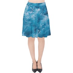 Blue Water Speech Therapy Velvet High Waist Skirt by artworkshop