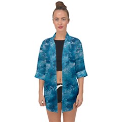 Blue Water Speech Therapy Open Front Chiffon Kimono by artworkshop