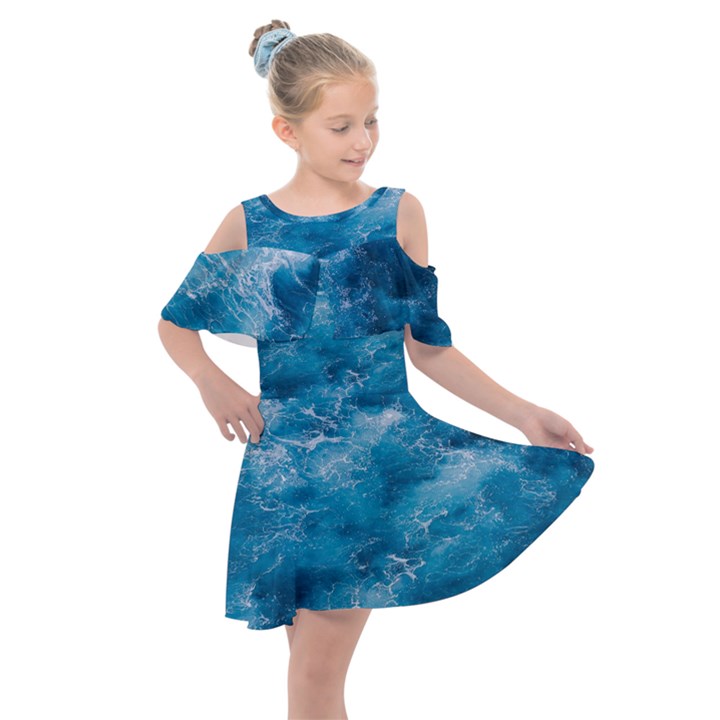 Blue Water Speech Therapy Kids  Shoulder Cutout Chiffon Dress