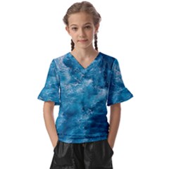 Blue Water Speech Therapy Kids  V-neck Horn Sleeve Blouse by artworkshop