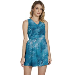 Blue Water Speech Therapy Sleeveless High Waist Mini Dress by artworkshop