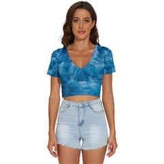 Blue Water Speech Therapy V-neck Crop Top by artworkshop