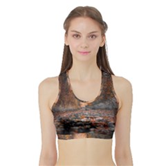 Breathe In Nature Background Sports Bra With Border by artworkshop