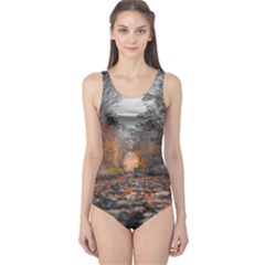 Breathe In Nature Background One Piece Swimsuit by artworkshop