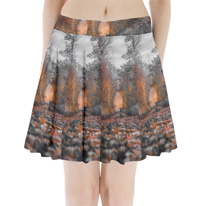 Breathe In Nature Background Pleated Mini Skirt