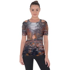 Breathe In Nature Background Shoulder Cut Out Short Sleeve Top by artworkshop