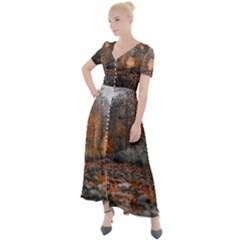 Breathe In Nature Background Button Up Short Sleeve Maxi Dress by artworkshop