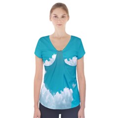 Clouds Hd Wallpaper Short Sleeve Front Detail Top by artworkshop