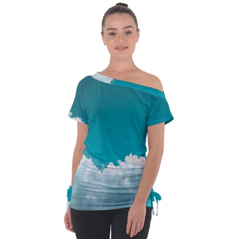 Clouds Hd Wallpaper Off Shoulder Tie-up Tee by artworkshop