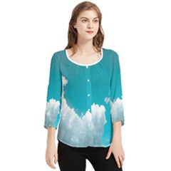 Clouds Hd Wallpaper Chiffon Quarter Sleeve Blouse by artworkshop