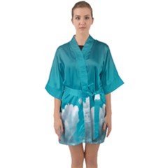 Clouds Hd Wallpaper Half Sleeve Satin Kimono  by artworkshop