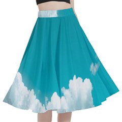 Clouds Hd Wallpaper A-line Full Circle Midi Skirt With Pocket by artworkshop