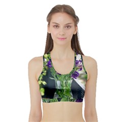 Cute Flower Wallpaper Sports Bra With Border by artworkshop