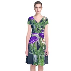 Cute Flower Wallpaper Short Sleeve Front Wrap Dress by artworkshop