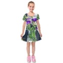 Cute Flower Wallpaper Kids  Short Sleeve Velvet Dress View1